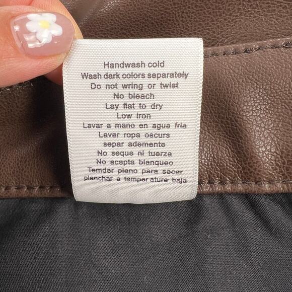 Judy Blue Vegan Faux Leather Tummy Control Top Straight Leg Brown Pants Size 18W - Picture 10 of 16